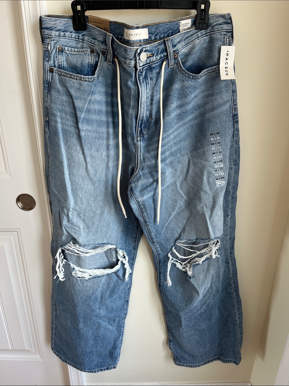 PacSun Light Blue Drawstring Distressed Relaxed Jeans